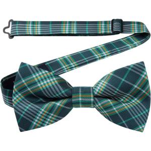 image:imageHISDERN Bow Ties for Men Pretied Bowties Classic Formal Business Bow Tie Adjustable Tuxedo Bowtie for Wedding PartyB1green Plaid