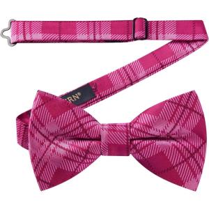 image:imageHISDERN Bow Ties for Men Pretied Bowties Classic Formal Business Bow Tie Adjustable Tuxedo Bowtie for Wedding PartyB1pink Plaid