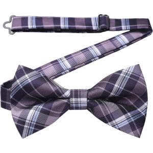 image:imageHISDERN Bow Ties for Men Pretied Bowties Classic Formal Business Bow Tie Adjustable Tuxedo Bowtie for Wedding PartyB1purple Plaid