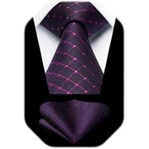 image:imageHISDERN Polka Dot Ties for Men Classic Silk Ties and Pocket Square Formal Business Necktie Handkerchief Wedding PartyGpurple