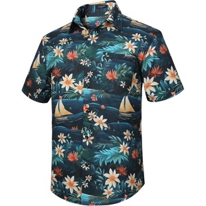 image:imageHawaiian Shirt for Men Casual Summer Short Sleeve Beach Vacation Aloha Hawaii Button Down Shirt Holiday13black Floral