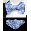 image:imageHISDERN Bow Ties for Men Paisley Bowties Mens Self Tie Bow Tie and Pocket Square Set Formal Tuxedo Wedding Bowtie03blueWhite