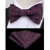 image:imageHISDERN Bow Ties for Men Paisley Bowties Mens Self Tie Bow Tie and Pocket Square Set Formal Tuxedo Wedding Bowtie03dark Purple