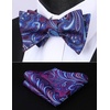 image:imageHISDERN Bow Ties for Men Paisley Bowties Mens Self Tie Bow Tie and Pocket Square Set Formal Tuxedo Wedding BowtieBlue