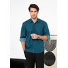 image:imageHISDERN Mens Business Dress Shirts Long Sleeve Casual Button Down Shirt Formal Inner Collar Contrast Shirt for Men WeddingTeal Blue