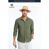 image:imageHISDERN Mens Linen Shirt Long Sleeve Button Down Casual Beach Shirts for Men Cotton Linen Breathable Summer Vacation PocketArmy Green