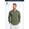 image:imageHISDERN Mens Linen Shirt Long Sleeve Button Down Casual Beach Shirts for Men Cotton Linen Breathable Summer Vacation PocketArmy Green