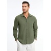 image:imageHISDERN Mens Linen Shirt Long Sleeve Button Down Casual Beach Shirts for Men Cotton Linen Breathable Summer Vacation PocketArmy Green