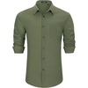 image:imageHISDERN Mens Linen Shirt Long Sleeve Button Down Casual Beach Shirts for Men Cotton Linen Breathable Summer Vacation PocketArmy Green
