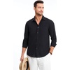 image:imageHISDERN Mens Linen Shirt Long Sleeve Button Down Casual Beach Shirts for Men Cotton Linen Breathable Summer Vacation PocketBlack