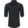 image:imageHISDERN Mens Linen Shirt Long Sleeve Button Down Casual Beach Shirts for Men Cotton Linen Breathable Summer Vacation PocketBlack