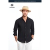 image:imageHISDERN Mens Linen Shirt Long Sleeve Button Down Casual Beach Shirts for Men Cotton Linen Breathable Summer Vacation PocketBlack