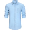 image:imageHISDERN Mens Linen Shirt Long Sleeve Button Down Casual Beach Shirts for Men Cotton Linen Breathable Summer Vacation PocketLight Blue
