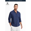 image:imageHISDERN Mens Linen Shirt Long Sleeve Button Down Casual Beach Shirts for Men Cotton Linen Breathable Summer Vacation PocketNavy Blue