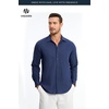 image:imageHISDERN Mens Linen Shirt Long Sleeve Button Down Casual Beach Shirts for Men Cotton Linen Breathable Summer Vacation PocketNavy Blue