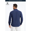 image:imageHISDERN Mens Linen Shirt Long Sleeve Button Down Casual Beach Shirts for Men Cotton Linen Breathable Summer Vacation PocketNavy Blue