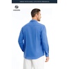 image:imageHISDERN Mens Linen Shirt Long Sleeve Button Down Casual Beach Shirts for Men Cotton Linen Breathable Summer Vacation PocketRoyal Blue