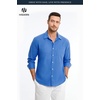 image:imageHISDERN Mens Linen Shirt Long Sleeve Button Down Casual Beach Shirts for Men Cotton Linen Breathable Summer Vacation PocketRoyal Blue