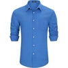 image:imageHISDERN Mens Linen Shirt Long Sleeve Button Down Casual Beach Shirts for Men Cotton Linen Breathable Summer Vacation PocketRoyal Blue
