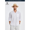 image:imageHISDERN Mens Linen Shirt Long Sleeve Button Down Casual Beach Shirts for Men Cotton Linen Breathable Summer Vacation PocketWhite