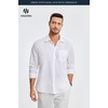 image:imageHISDERN Mens Linen Shirt Long Sleeve Button Down Casual Beach Shirts for Men Cotton Linen Breathable Summer Vacation PocketWhite