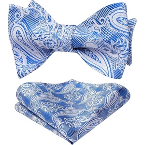 image:imageHISDERN Bow Ties for Men Paisley Bowties Mens Self Tie Bow Tie and Pocket Square Set Formal Tuxedo Wedding Bowtie03blueWhite