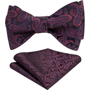 image:imageHISDERN Bow Ties for Men Paisley Bowties Mens Self Tie Bow Tie and Pocket Square Set Formal Tuxedo Wedding Bowtie03dark Purple