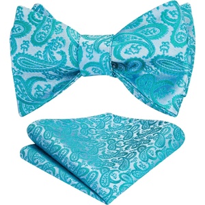image:imageHISDERN Bow Ties for Men Paisley Bowties Mens Self Tie Bow Tie and Pocket Square Set Formal Tuxedo Wedding Bowtie03teal