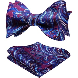 image:imageHISDERN Bow Ties for Men Paisley Bowties Mens Self Tie Bow Tie and Pocket Square Set Formal Tuxedo Wedding BowtieBlue