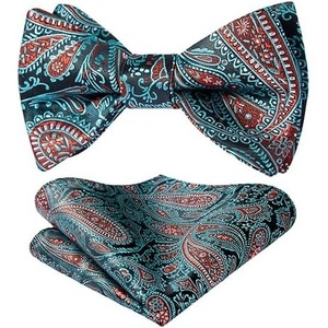 image:imageHISDERN Bow Ties for Men Paisley Bowties Mens Self Tie Bow Tie and Pocket Square Set Formal Tuxedo Wedding BowtieBlue6