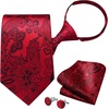 image:imageHISDERN Pre Tied Ties for Men Paisley Solid Striped Necktie and Pocket Square Cufflinks Set Formal Wedding Neck TieBredPaisley