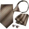 image:imageHISDERN Pre Tied Ties for Men Paisley Solid Striped Necktie and Pocket Square Cufflinks Set Formal Wedding Neck TieCbrownStriped