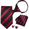 image:imageHISDERN Pre Tied Ties for Men Paisley Solid Striped Necktie and Pocket Square Cufflinks Set Formal Wedding Neck TieCredStriped