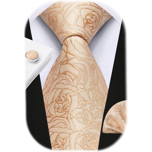 image:imageHISDERN Pre Tied Ties for Men Paisley Solid Striped Necktie and Pocket Square Cufflinks Set Formal Wedding Neck TieDyellowFloral