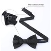 image:imageHISDERN Black Bow Ties for Men Pre Tied Bowtie and Pocket Square Set for Classic Adjustable Clip on Stain Bowties Wedding Business Party