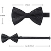 image:imageHISDERN Black Bow Ties for Men Pre Tied Bowtie and Pocket Square Set for Classic Adjustable Clip on Stain Bowties Wedding Business Party