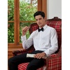 image:imageHISDERN Black Bow Ties for Men Pre Tied Bowtie and Pocket Square Set for Classic Adjustable Clip on Stain Bowties Wedding Business Party