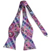 image:imageHISDERN Bow Ties for Men Hot Pink Pretied Plaid Bowtie and Selftied Paisley Mens Bowtie and Pocket Square Set for Wedding Party