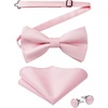 image:imageHISDERN Bow Ties for Men Hot Pink Pretied and Selftied Mens Bowtie and Pocket Square Set for Wedding Party