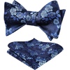 image:imageHISDERN Bow Ties for Men Navy Blue Floral Self Tie Bow Tie amp Pretied Bow Tie