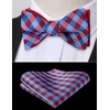 image:imageHISDERN Bow Ties for Men SelfTie Plaid Checked Bowties and Pocket Square Set Stripe Formal Tuxedo Bowtie Wedding PartyD2blueRed