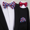 image:imageHISDERN Bow Ties for Men SelfTie Plaid Checked Bowties and Pocket Square Set Stripe Formal Tuxedo Bowtie Wedding PartyD2blueRed