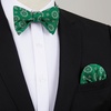 image:imageHISDERN Bow Ties for Men SelfTie Plaid Checked Bowties and Pocket Square Set Stripe Formal Tuxedo Bowtie Wedding PartyGreen