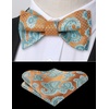 image:imageHISDERN Bow Ties for Men SelfTie Plaid Checked Bowties and Pocket Square Set Stripe Formal Tuxedo Bowtie Wedding PartyOrangeBlue