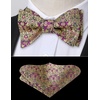 image:imageHISDERN Bow Ties for Men SelfTie Plaid Checked Bowties and Pocket Square Set Stripe Formal Tuxedo Bowtie Wedding PartyPink