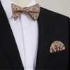 image:imageHISDERN Bow Ties for Men SelfTie Plaid Checked Bowties and Pocket Square Set Stripe Formal Tuxedo Bowtie Wedding PartyPink