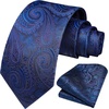 image:imageHISDERN Extra Long Ties for Men Classic Floral Tie and Pocket Square Elegant Silk Necktie Handkerchief Set Wedding PartyC22royal Blue