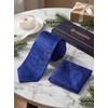 image:imageHISDERN Extra Long Ties for Men Classic Floral Tie and Pocket Square Elegant Silk Necktie Handkerchief Set Wedding PartyC22royal Blue
