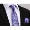 image:imageHISDERN Extra Long Ties for Men Classic Floral Tie and Pocket Square Elegant Silk Necktie Handkerchief Set Wedding PartyC23blue