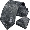image:imageHISDERN Extra Long Ties for Men Classic Floral Tie and Pocket Square Elegant Silk Necktie Handkerchief Set Wedding PartyE6black